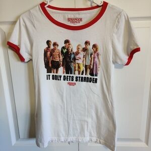 Juniors size M stranger things set of 2 white tee shirts short sleeve